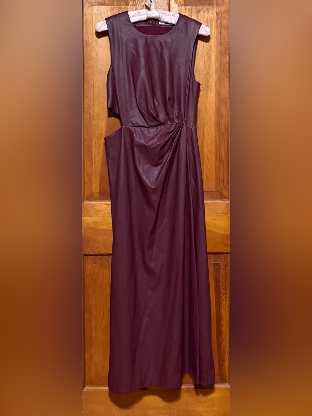 Jonathan Simkhai~Toni~Mulberry Faux Leather Midi Dress~Size 6~$625~ - Picture 5 of 7